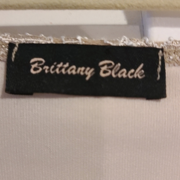 Brittany Black - Holiday Sparkle Glittery Beige top, Lace/cami layered L/… - Picture 4 of 6